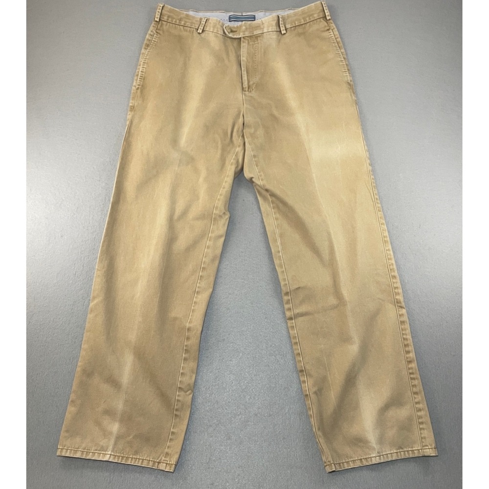 Peter Millar Tan Pima Cotton Chinos Flat Front Mens Size 33 Casual Dress Pants - Picture 2 of 9